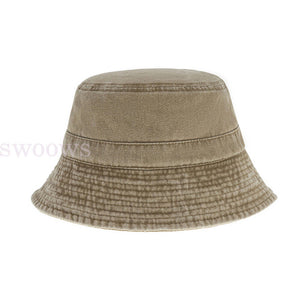 Unisex Oversize Big Head Bucket Hat Washed Distressed Cotton Anti UV Sun Hat