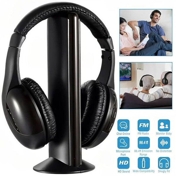 Wireless TV Headphones 5 In 1 Home Headset For TV Watching TV Ear Microphone AU