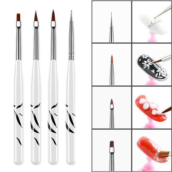 8PCS Acrylic Nail Art Brush Pen UV Gel Painting Drawing Liner Polish Brushes AU