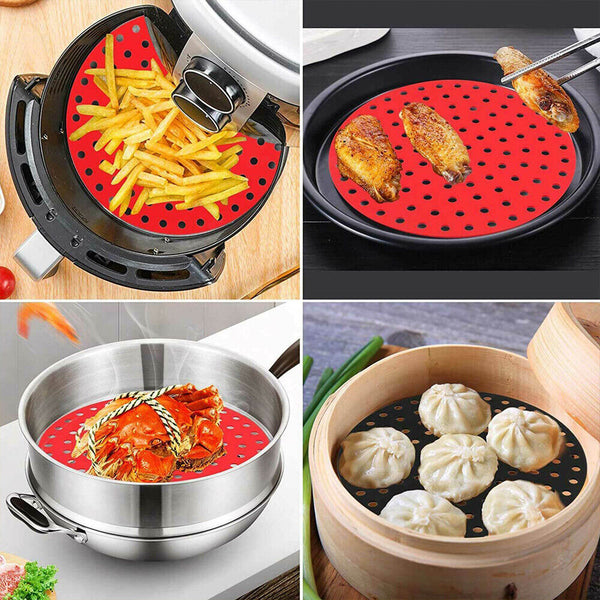 Square/Round Reusable Non-Stick Silicone Basket Mat Pad FOR Air Fryer