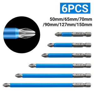 6/7 Pcs Magnetic Anti-Slip Drill Bit PH2 Cross Bits Set Screwdriver 25mm-150mm