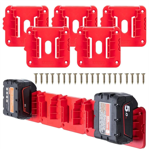 UP20x Battery Mounts Storage Holder Rack For Milwaukee M18 18V Tool Battery Red