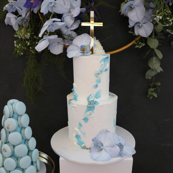 Cross Cake Acrylic Topper Baptism Christening Confirmation Wedding Gold Silver