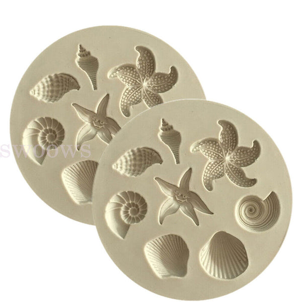 3D Sea Shell Silicone Fondant Mould Cake Sugar Craft Starfish Icing Baking Mold