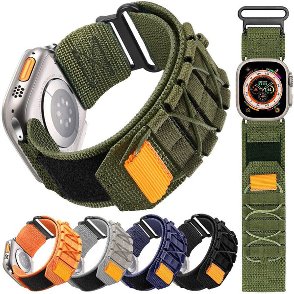 Rugged Military Nylon Strap Band For Apple Watch Ultra Series 9 8 7 6 5 4 3 2 SE