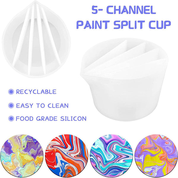 Split Cup Silicone Pouring Tool for Acrylic Paint Epoxy Resin DIY Art Craft Kit