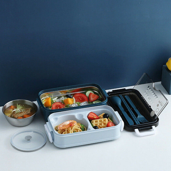 Bento Box Lunch Containers Food Microwave Stainless Portable Dinnerware AU