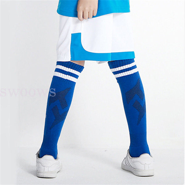 Pair Kids Adult High Knee Football Sport Socks Footy Soccer Baseball Hockey