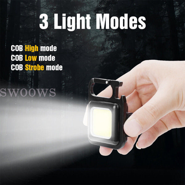 Mini Keychain LED Flashlight USB Rechargeable Cob Pocket Portable Led Work Light