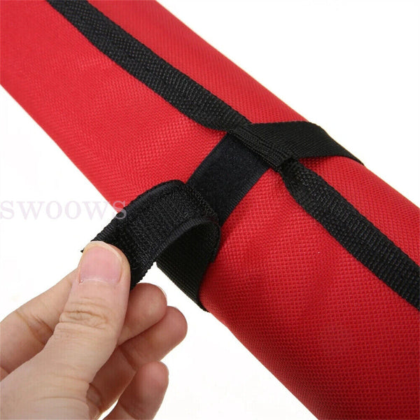 14-25 Pocket Red Canvas Spanner Wrench Storage Bag Tool Roll Up Organizer Pouch