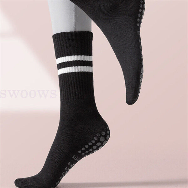 1/3Pair Yoga Socks Non-Slip Grips Anti-Skid Pilates Barre Dance Cushioned Sock