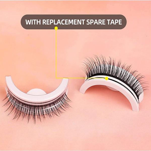 2PCS Eyelashes Self-Adhesive Natural Multiple Reversible Glue Free Reusable Box