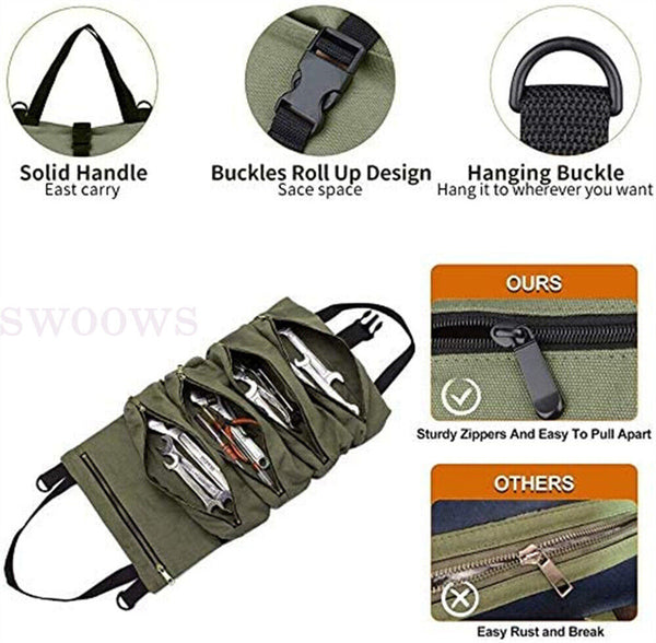 Tool Roll Organizer Tool Roll Up Canvas Bag Tool Large Wrench Super Big Pouch AU