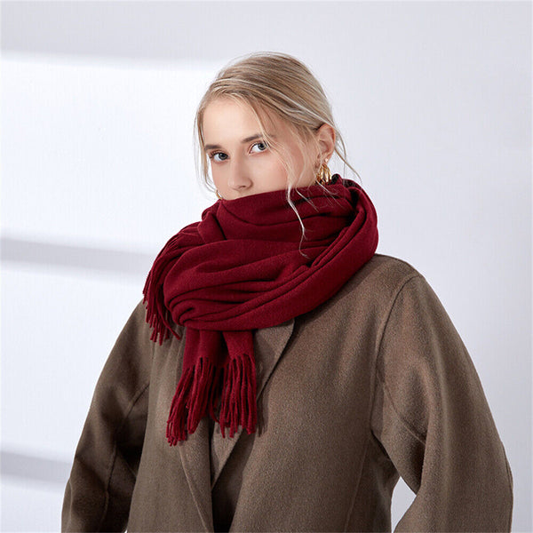 Women Ladies Scarf Tassels Cashmere Blend Pashmina Wrap Shawl Plain ELegant