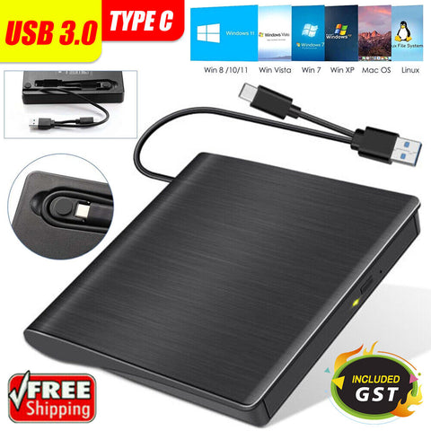 USB External CD RW DVD ROM Writer Burner Player Drive for Mac Windows PC Laptop