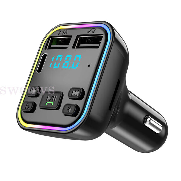Bluetooth 5.0+ Mp3 Player BT Car 2USB FM Transmitter Adapter Wireless PD