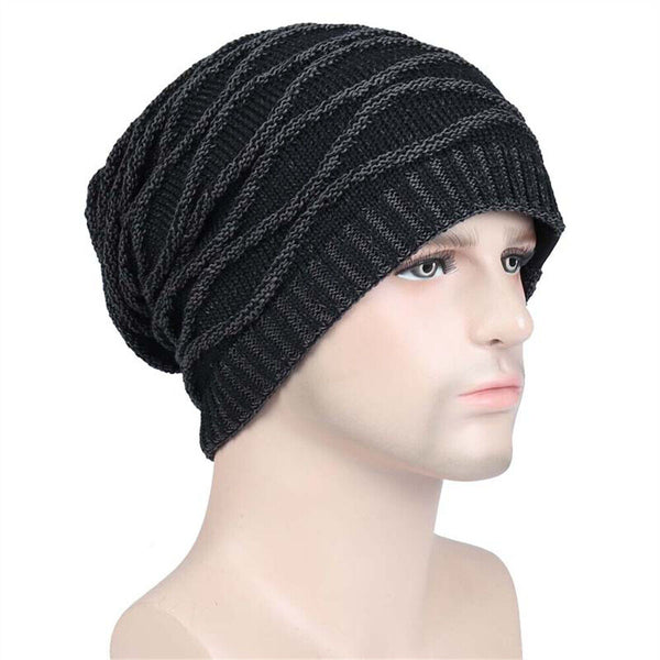 Men Knitted Thermal for Slouch Beanie Hat Winter Fleece Lined Warm Skull Ski Cap