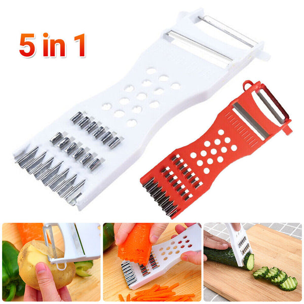 Vegetable Grater 5 in 1 Hand Held Julienne Cutter Potato Fruit Slicer Peeler