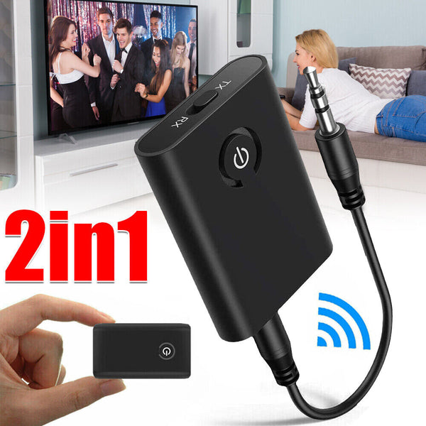 1/2X Bluetooth 5.0 Transmitter Receiver 2 in 1 Wireless Audio Aux Adapter 3.5mm