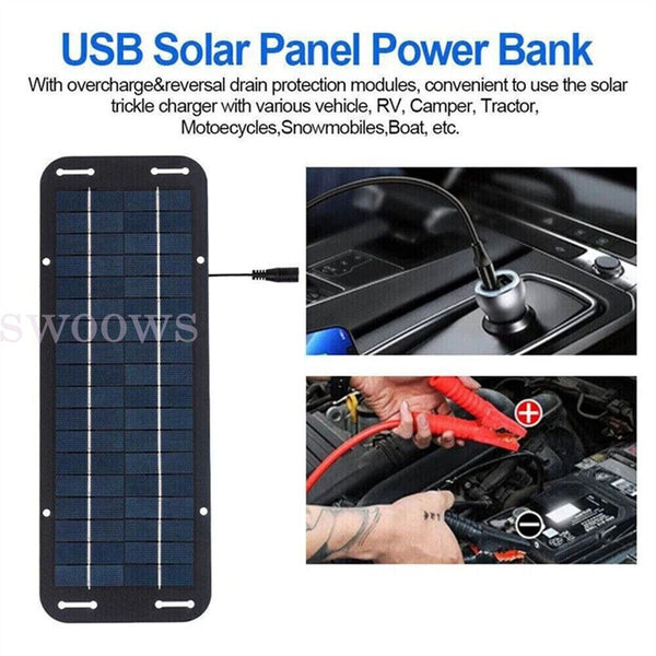 Trickle Charger Solar Panel Kit 12V Battery Charger Maintainer Boat RV Car