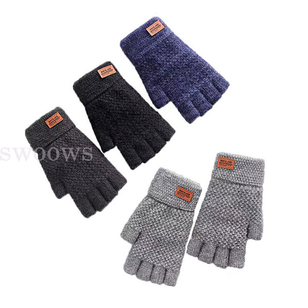 Thick Fingerless Gloves Driving Gloves Knitted Alpaca Wool Half Finger Mittens