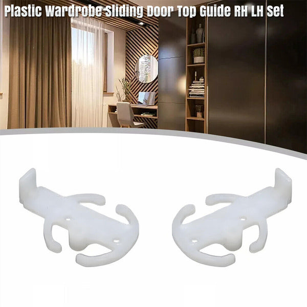 UP 10SET High Quality White Plastic  Wardrobe Sliding Door Top Guide RH LH Set