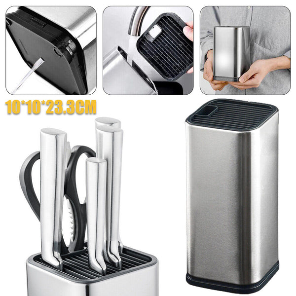 Universal Knife Block Holder Knives Organizer Storage Rack Stand Stainless Steel