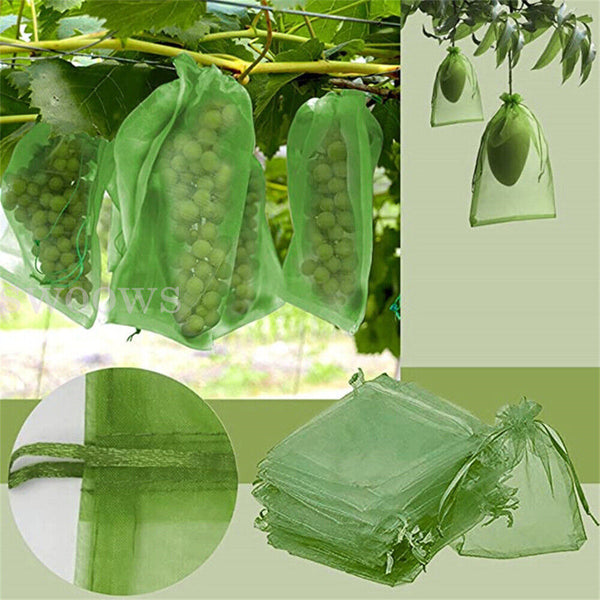 50/100x Fruit Net Bags Agriculture Garden Vegetable Protection Mesh Insect Proof