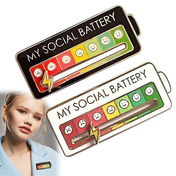 Brooch Pin My Social Battery Mood Funny Interactive Enamel Badge Lapel Pin AU