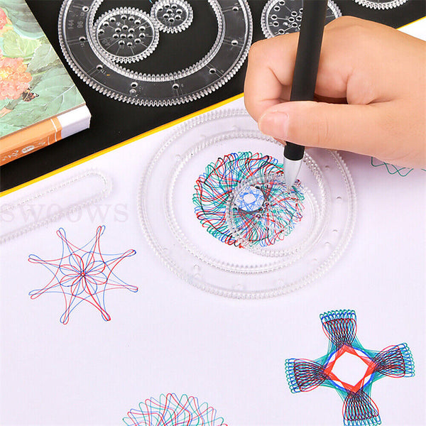 28Pcs Spirograph Geometric Ruler Drafting Tools Stationery Drawing Toys Set