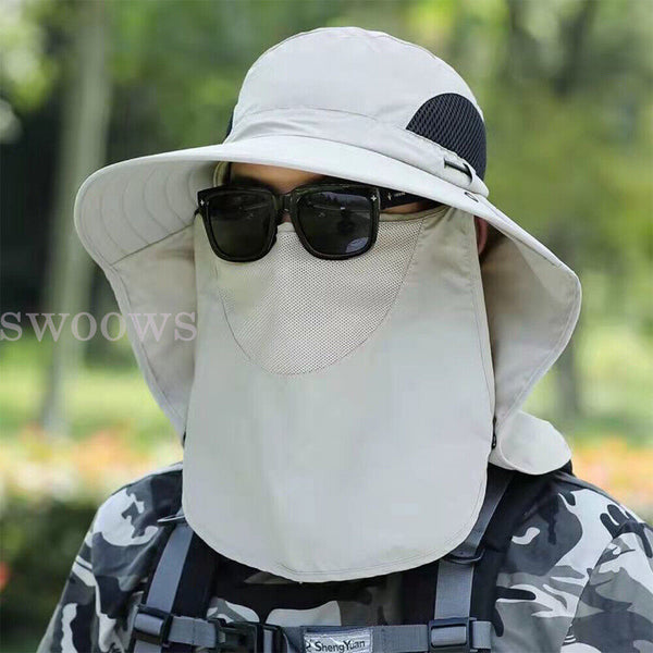 Outdoor Sun UV Protection Fishing Cap Neck Face Flap Wide Brim Hat Cover Summer