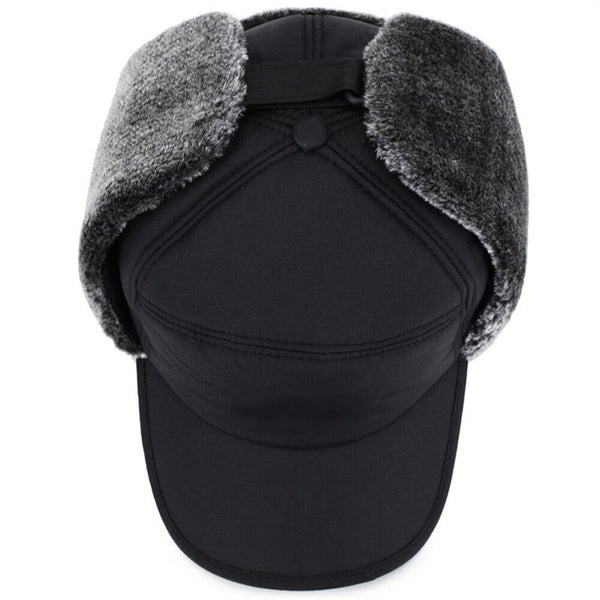 Winter 3 in 1 Thermal Fur Lined Trapper Bomber Hat with Ear Flap Face Mask Cap