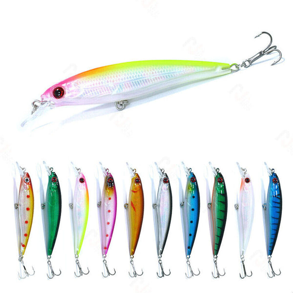 10pcs Fishing Minnow Lures 11cm Diving Barra Trevally Mackerel