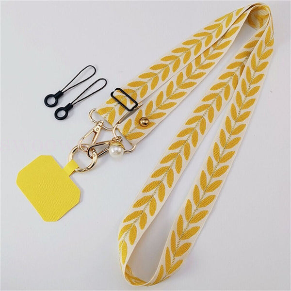 Universal Mobile Phone Lanyard Adjustable Hanging Neck Strap With Patch Fashion