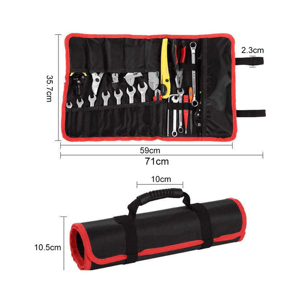 22 Pocket Tool Roll Fold Spanner Canvas Case Wrench Storage Bag Multifunctional