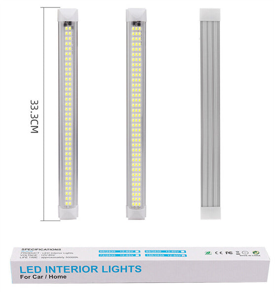 1-2x 72 LED Strip Lights Bar Car Interior Waterproof Lamp Caravan Boat Camping