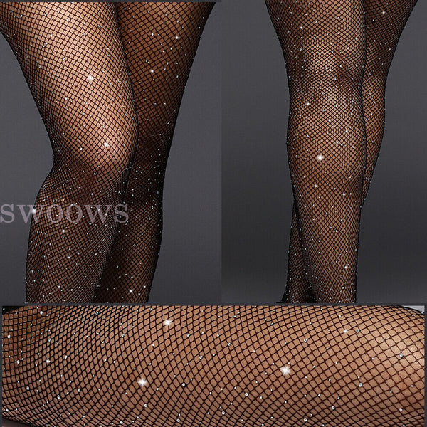 SEXY BLING CRYSTA DIAMANTE FISHNET PANTYHOSE STOCKING DANCE TIGHTS