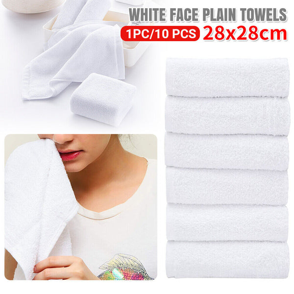 UP100x Face Washer Wipe Plain towels Cotton 28x28cm Budget Save White Portable