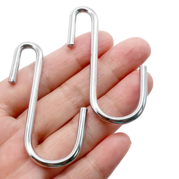 Up to 8x S-shaped Stainless Steel Hanging Hooks Kitchen Bathroom Hangers Holder