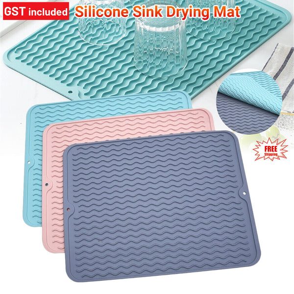 Silicone Sink Drying Mat Heat Resistant Kitchen Rectangle Non Slip Board Pad AU