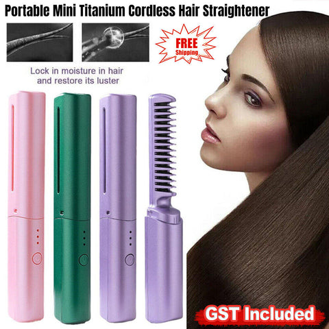 UP3x Portable Mini Titanium Cordless Hair Straightener USB Rechargeable Styling