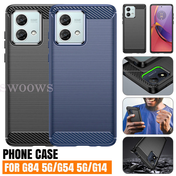 Shockproof Carbon Fiber Slim Soft TPU Case Cover For Moto G84 G54 G14 Google