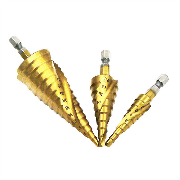 4-12/20/32mm HSS Steel Step Cone Drill Titanium Bit Set Metal Hole Cutter 3PCS