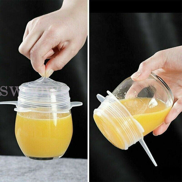 6-12PCS Stretch Reusable Silicone Bowl Wraps Food Saver Cover Seal Lids