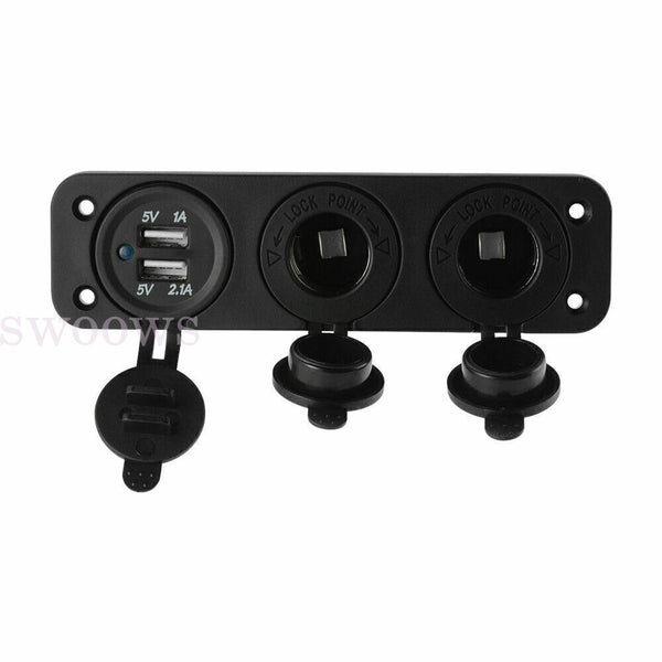 12V-24V Dual USB Charger Power Socket Plug Panel Car Boat Voltmeter Outlet