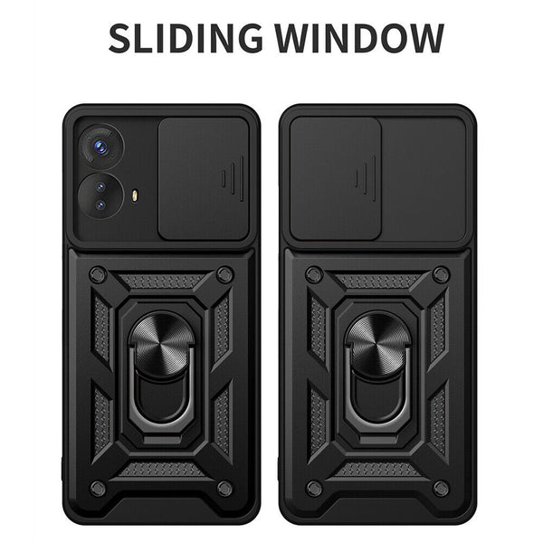 Shockproof Armor Case Slide Camera Ring Stand Cover For Motorola Moto G84 5G