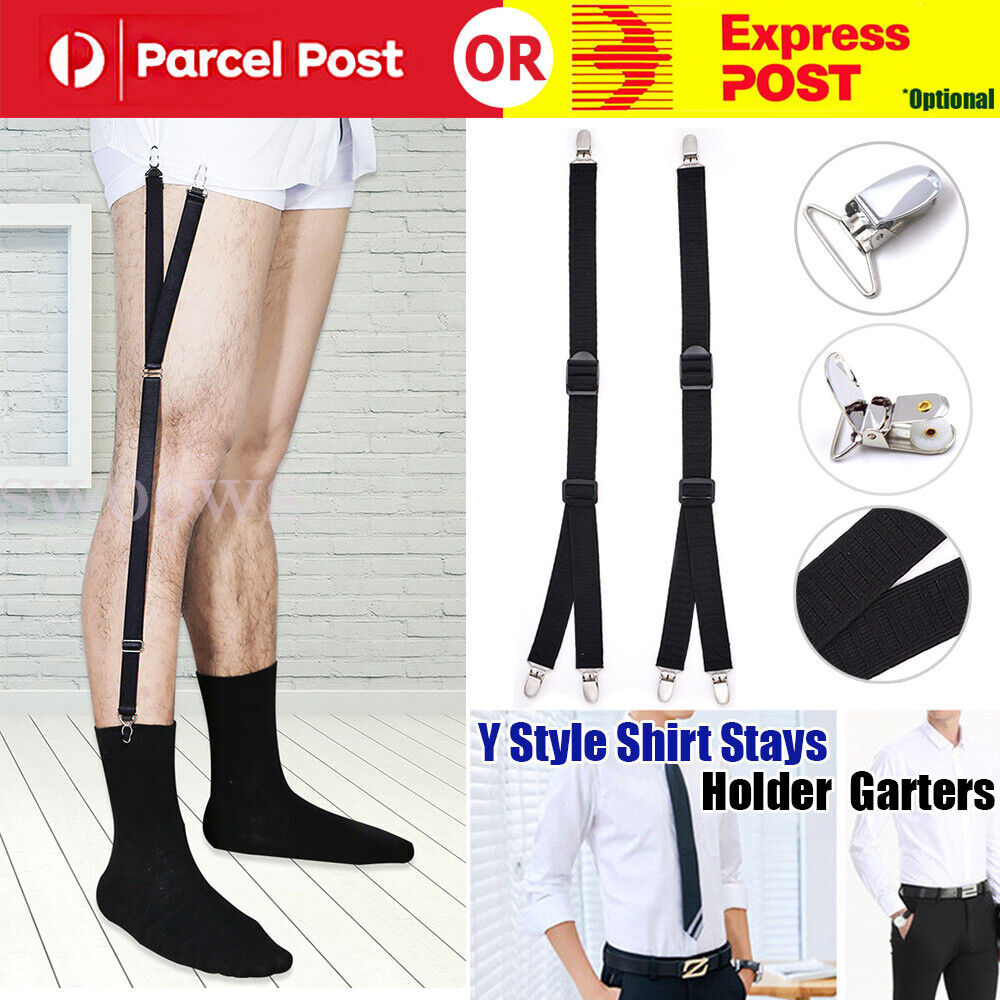 1 Pair Y Style Shirt Stays Mens Garters Suspenders Military Uniform Holder Sock