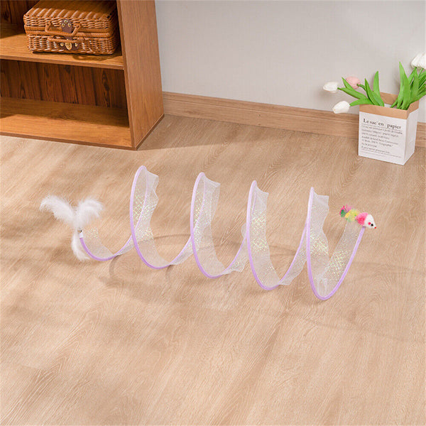 Cat Tunnel Collapsible Toy Feather Funny Exercise Indoor Ball Mouse Feather Toy