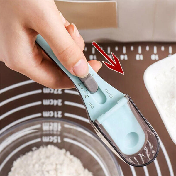 2pcs Baking Adjustable Plastic Scale Gauge Scoop Kitchen Measuring Spoons