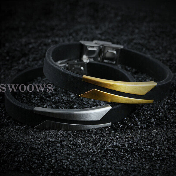 21cm Mens Leather Bracelet Bangle Bracelet Braided Wristband Buckle alloy